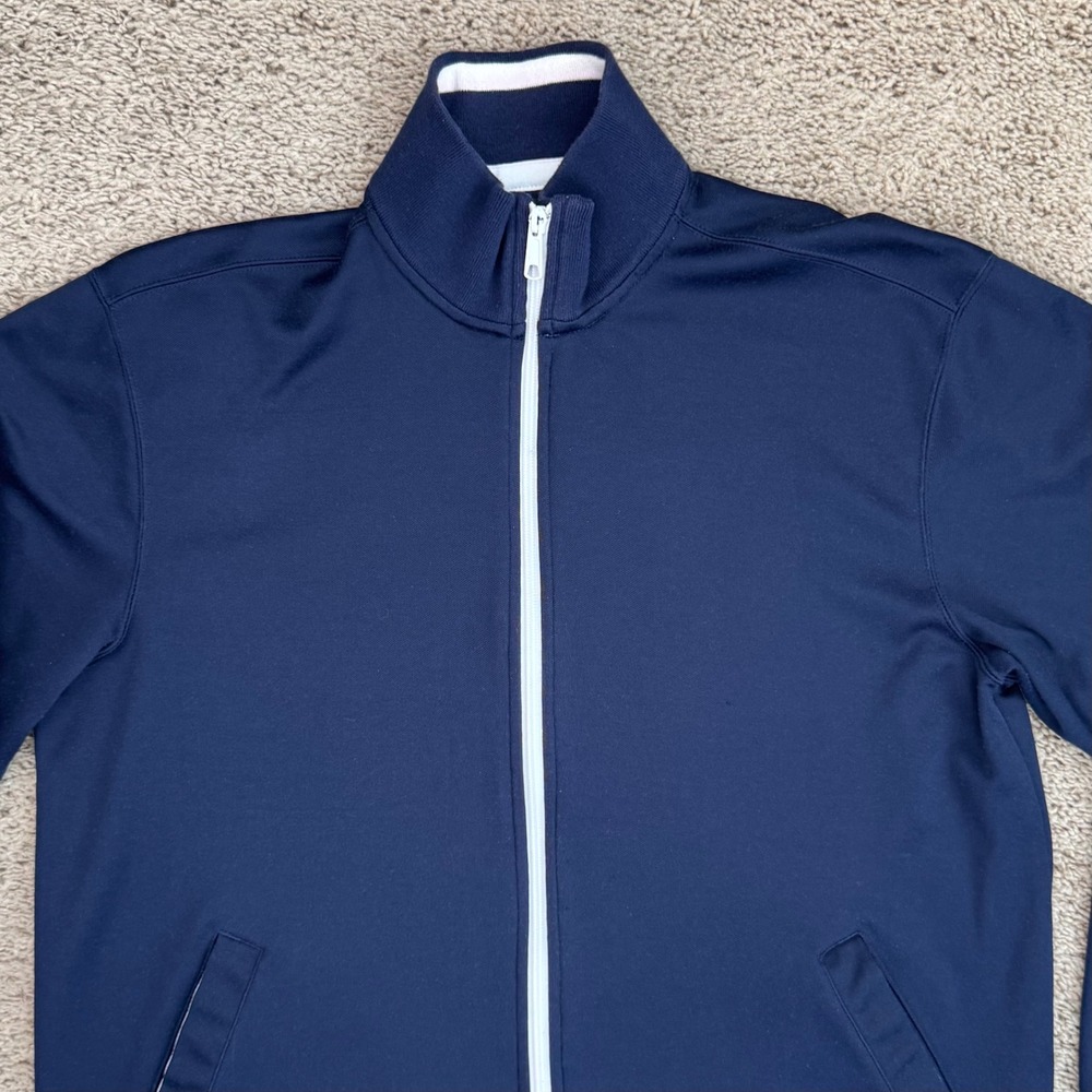 Eddie Bauer Track Jacket Mens L Full‎ Zip Navy Blue White Stripe Lightweight Top - Picture 3 of 10